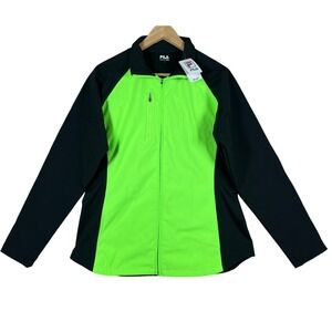 Y2K FILA Colorblocked Bonded Jacket NWT RETRO Womens L Neon Green Black Full Zip